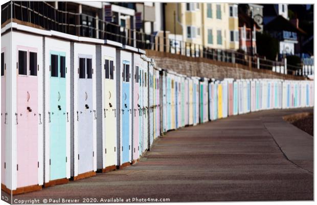 Lyme Regis Beach huts Canvas Print by Paul Brewer