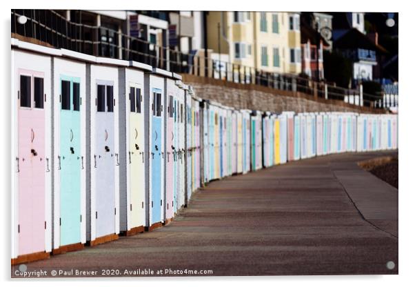 Lyme Regis Beach huts Acrylic by Paul Brewer