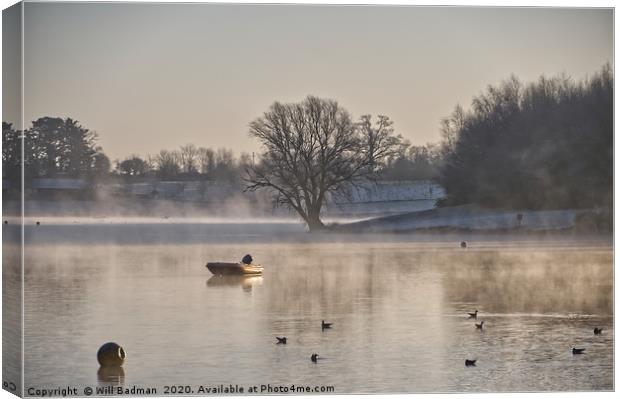 Misty Winters Morning at Sutton Bingham Reservoir Canvas Print by Will Badman