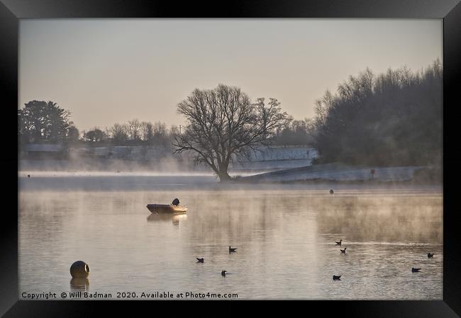 Misty Winters Morning at Sutton Bingham Reservoir Framed Print by Will Badman