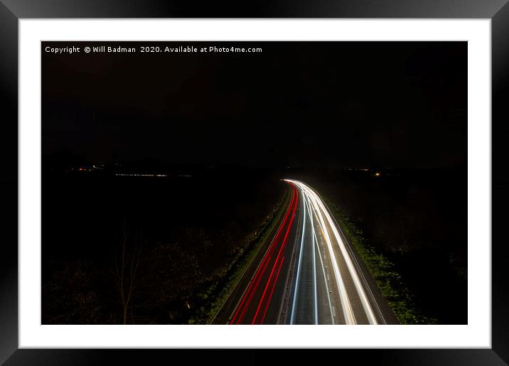 Car Light Trails Framed Mounted Print by Will Badman