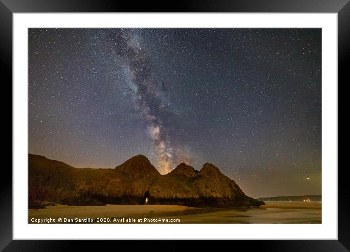 Three Cliffs Bay with the Milky Way Framed Mounted Print by Dan Santillo