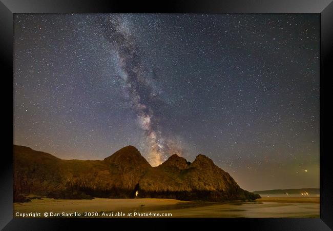 Three Cliffs Bay with the Milky Way Framed Print by Dan Santillo
