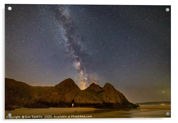 Three Cliffs Bay with the Milky Way Acrylic by Dan Santillo