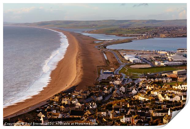 Chesil Beach in Winter Print by Paul Brewer
