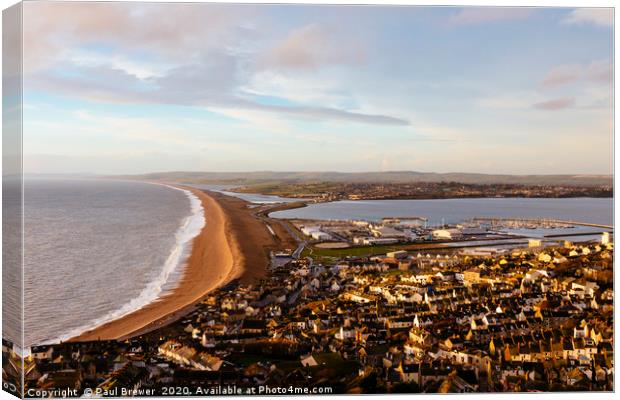 Chesil Beach in Winter Canvas Print by Paul Brewer