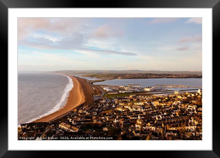Chesil Beach in Winter Framed Mounted Print by Paul Brewer