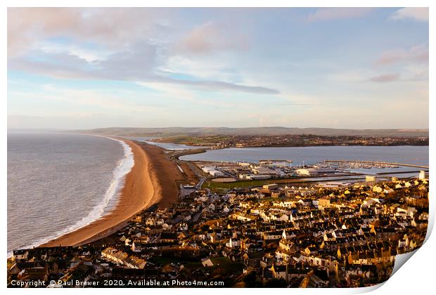 Chesil Beach in Winter Print by Paul Brewer