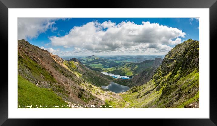 Snowdon Valley Wales Panorama Framed Mounted Print by Adrian Evans