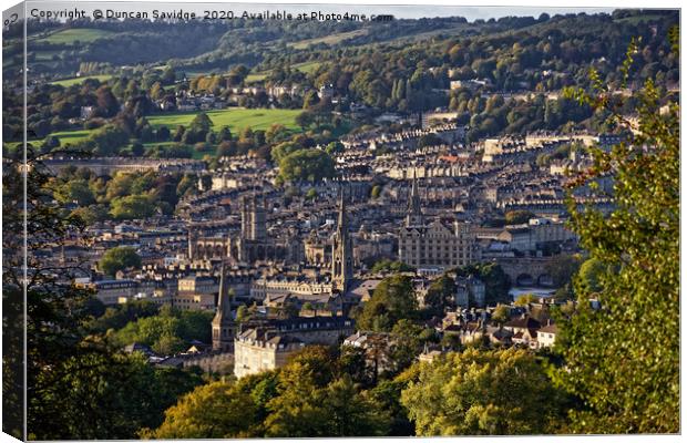 Bath skyline with Pulteney Weir and The Abbey Canvas Print by Duncan Savidge