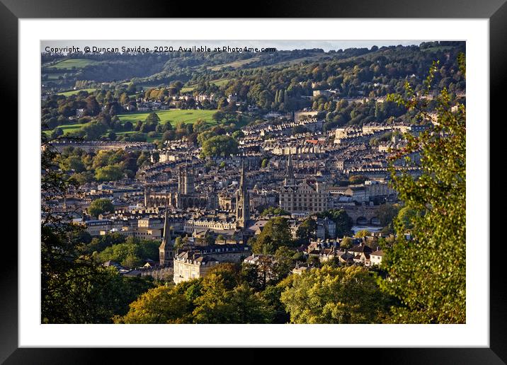 Bath skyline with Pulteney Weir and The Abbey Framed Mounted Print by Duncan Savidge