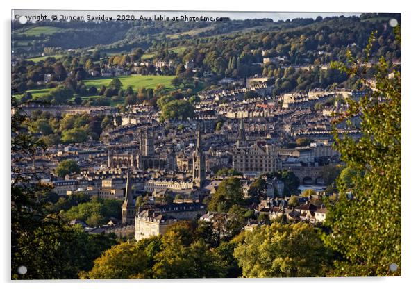 Bath skyline with Pulteney Weir and The Abbey Acrylic by Duncan Savidge