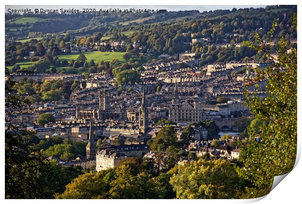 Bath skyline with Pulteney Weir and The Abbey Print by Duncan Savidge