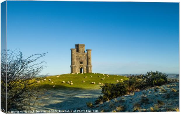 Paxtons Tower Carmarthenshire on a frosty day Canvas Print by Nick Jenkins