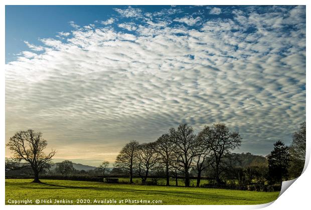 Clouds and Trees Llandeilo Carmarthenshire Print by Nick Jenkins