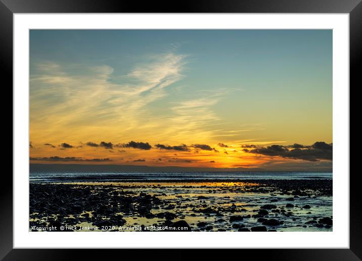 Sunset over Llantwit Major Beach  Framed Mounted Print by Nick Jenkins