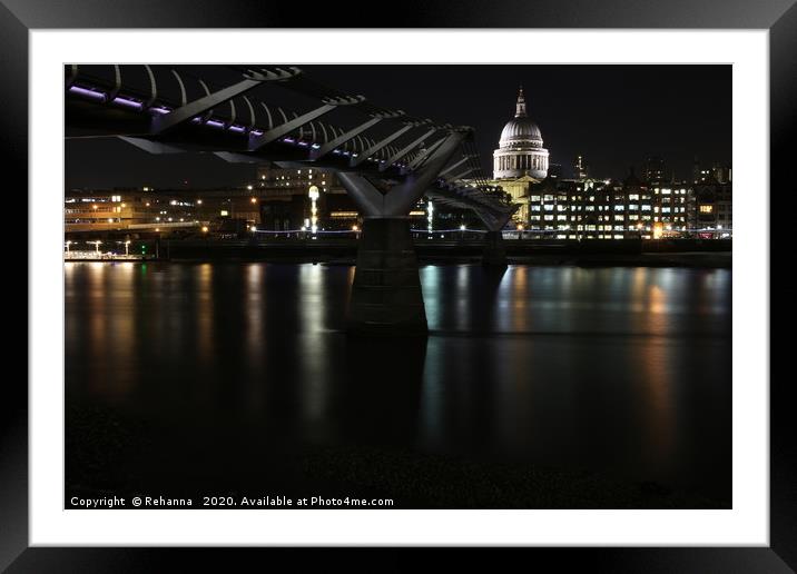 St Paul’s Cathedral with shimmering Thames Framed Mounted Print by Rehanna Neky