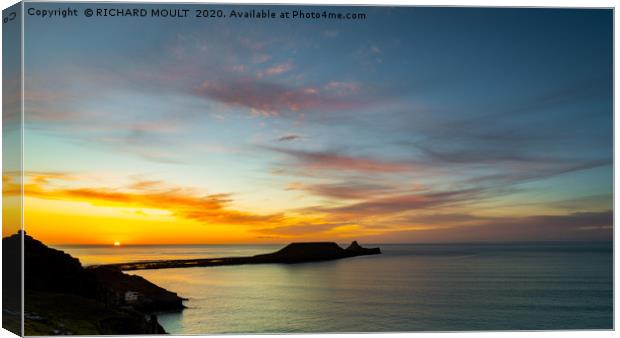 Worms Head Sunset Canvas Print by RICHARD MOULT