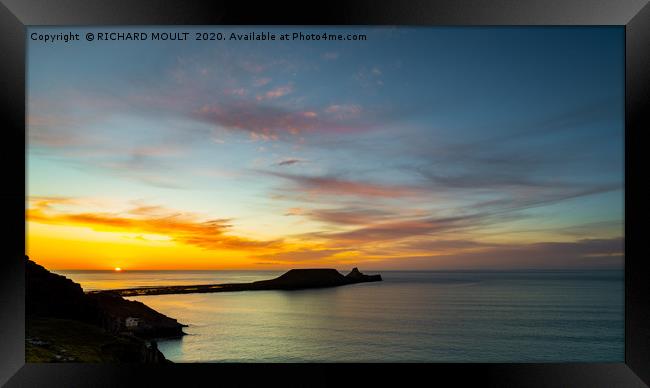 Worms Head Sunset Framed Print by RICHARD MOULT