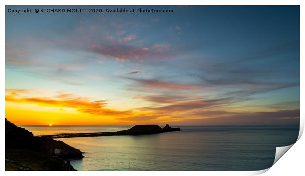Worms Head Sunset Print by RICHARD MOULT