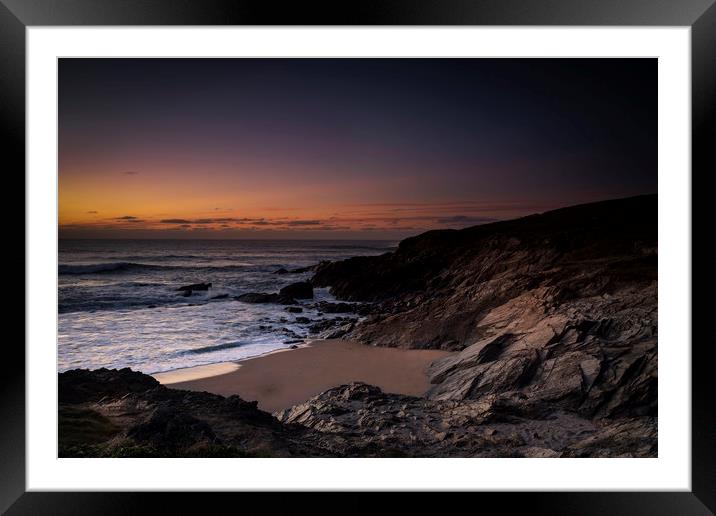 sunset on the north cornwall coast  Framed Mounted Print by Eddie John