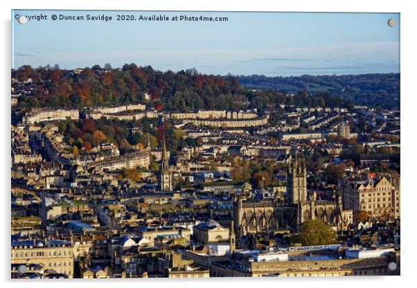 Bath city skyline with Bath Abbey and Autumn  Acrylic by Duncan Savidge