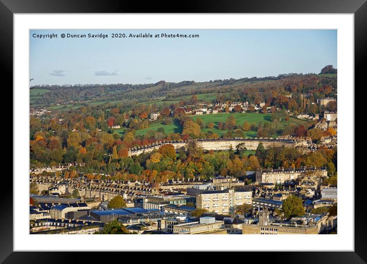 Bath city skyline with the Royal Crescent Framed Mounted Print by Duncan Savidge