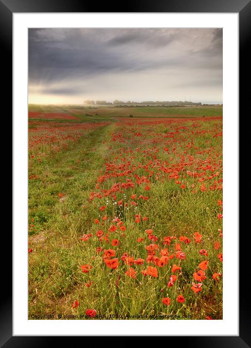 Vast red poppy fields at dawn Framed Mounted Print by Simon Bratt LRPS