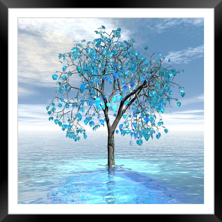 Crystal Blue Tree Framed Mounted Print by Matthew Lacey