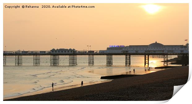 Sunset over Brighton pier Print by Rehanna Neky