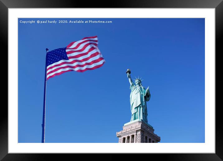 Statue of Liberty and the US Flag	 Framed Mounted Print by conceptual images