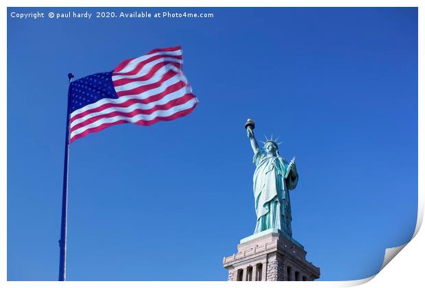 Statue of Liberty and the US Flag	 Print by conceptual images