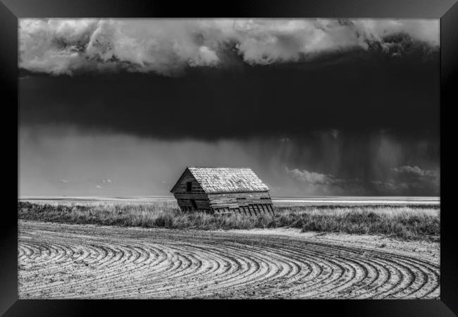 Oklahoma barn storm  Framed Print by John Finney