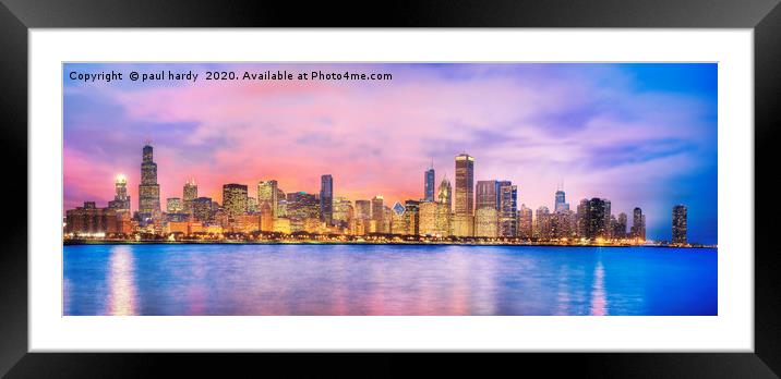 Panoramic image of Chicago skyline at dusk Framed Mounted Print by conceptual images
