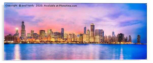 Panoramic image of Chicago skyline at dusk Acrylic by conceptual images