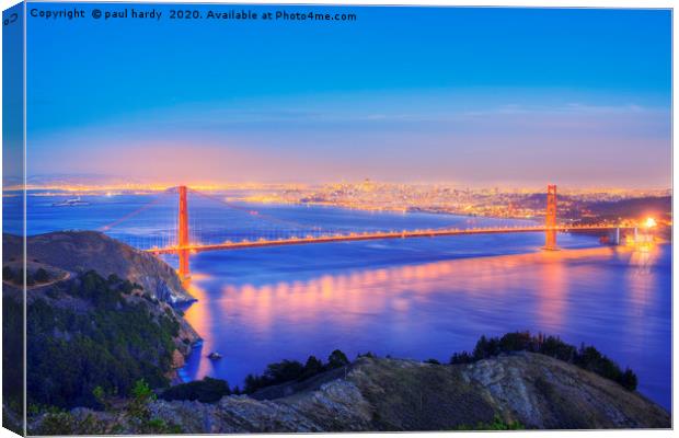 Dusk over the golden gate bridge San Francisco  Canvas Print by conceptual images