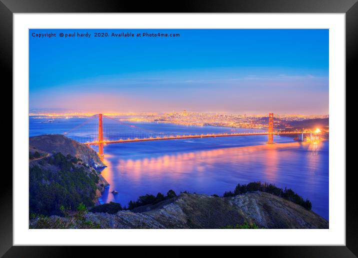 Dusk over the golden gate bridge San Francisco  Framed Mounted Print by conceptual images
