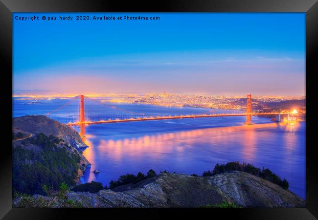 Dusk over the golden gate bridge San Francisco  Framed Print by conceptual images