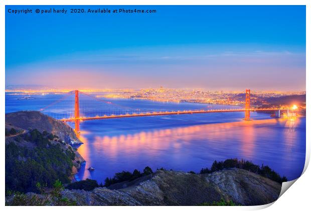 Dusk over the golden gate bridge San Francisco  Print by conceptual images