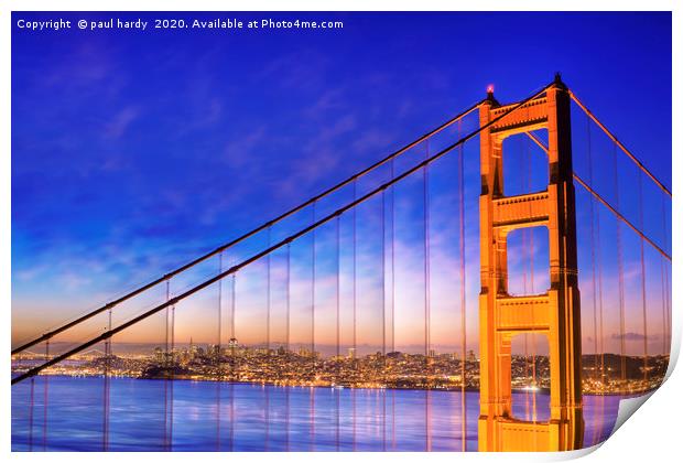 San Francisco and part of the Golden Gate Bridge  Print by conceptual images