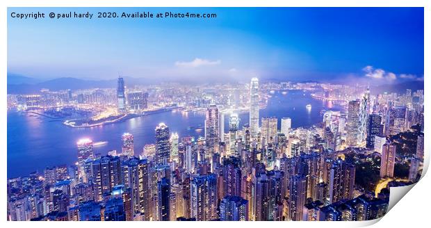 Panoramic image of Hong Kong, China. Asia. Print by conceptual images