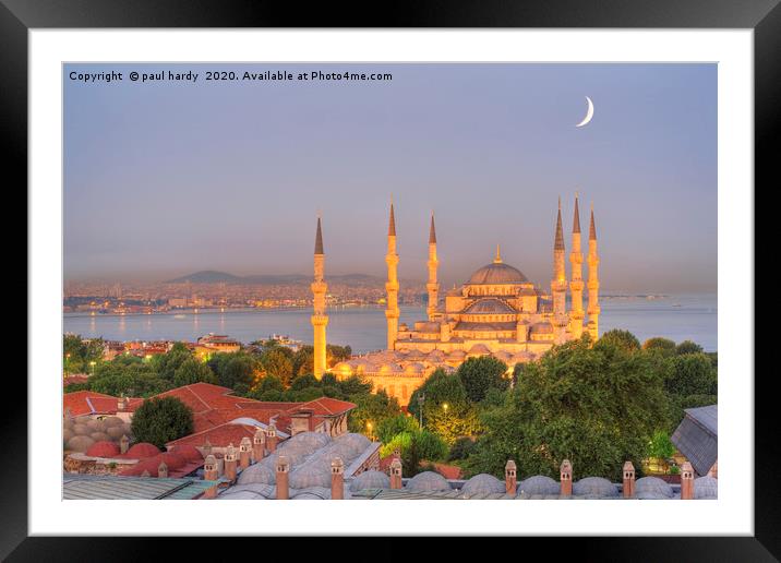 The Blue Mosque at dusk, Istanbul. Turkey Framed Mounted Print by conceptual images