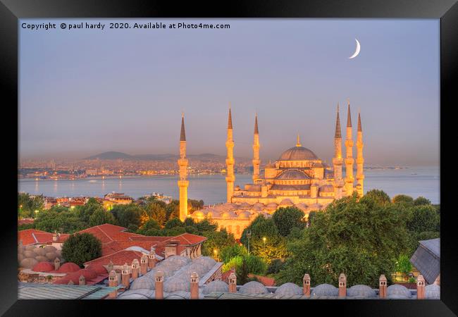 The Blue Mosque at dusk, Istanbul. Turkey Framed Print by conceptual images