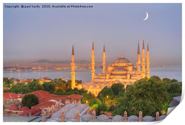 The Blue Mosque at dusk, Istanbul. Turkey Print by conceptual images