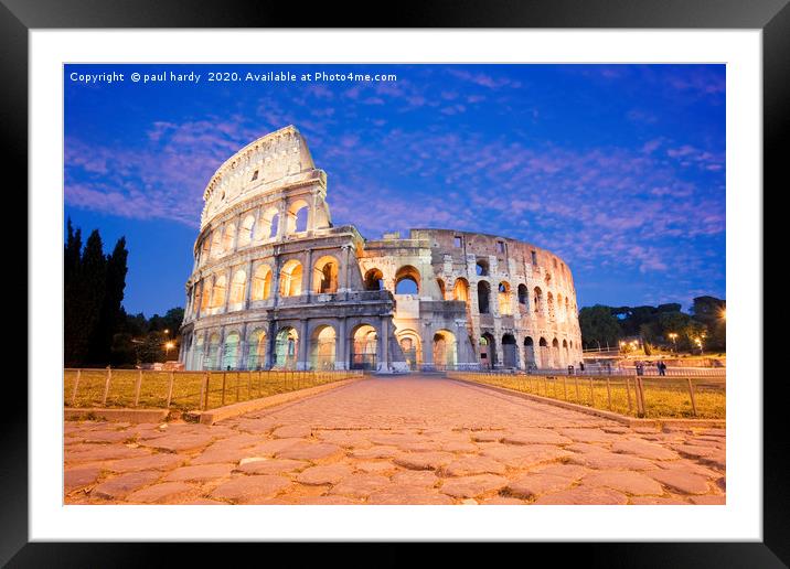The Colosseum illuminated at dusk rome italy Framed Mounted Print by conceptual images