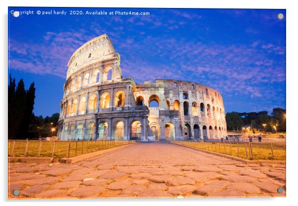 The Colosseum illuminated at dusk rome italy Acrylic by conceptual images