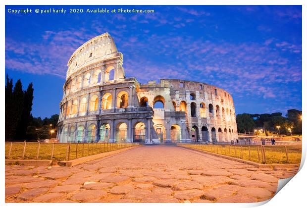 The Colosseum illuminated at dusk rome italy Print by conceptual images