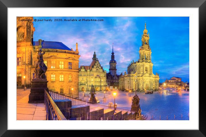 The old city of Dresden at dusk germany Framed Mounted Print by conceptual images