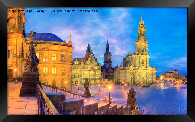 The old city of Dresden at dusk germany Framed Print by conceptual images