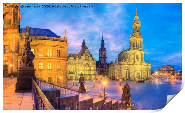 The old city of Dresden at dusk germany Print by conceptual images